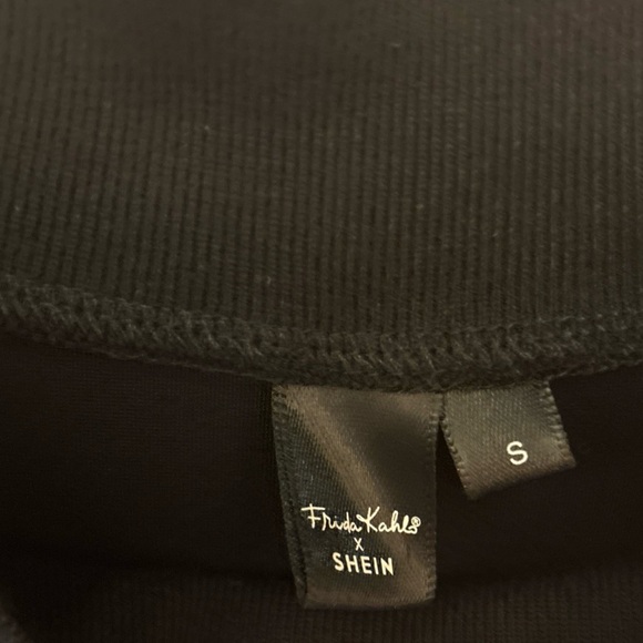 FRIDA KAHLO  ARTIST BLACK DRESS SMALL WITH FLORAL SLEEVES MIDI WEDDING COCKTAIL - Picture 4 of 14